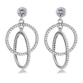 DA100 - High polished (no plating) Stainless Steel Earrings with AAA Grade CZ in Clear