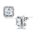 DA081 - High polished (no plating) Stainless Steel Earrings with AAA Grade CZ in Clear