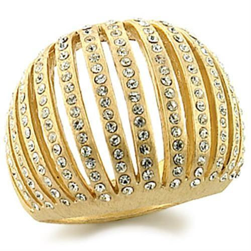 9W174 - Gold Brass Ring with Top Grade Crystal in Clear