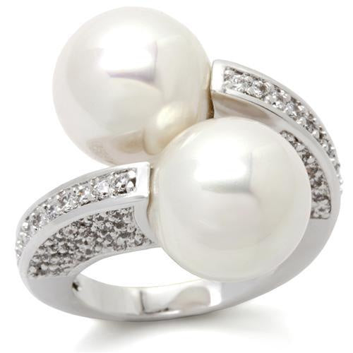 0W025 - Rhodium Brass Ring with AAA Grade CZ in Clear
