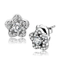 DA297 - High polished (no plating) Stainless Steel Earrings with AAA Grade CZ in Clear