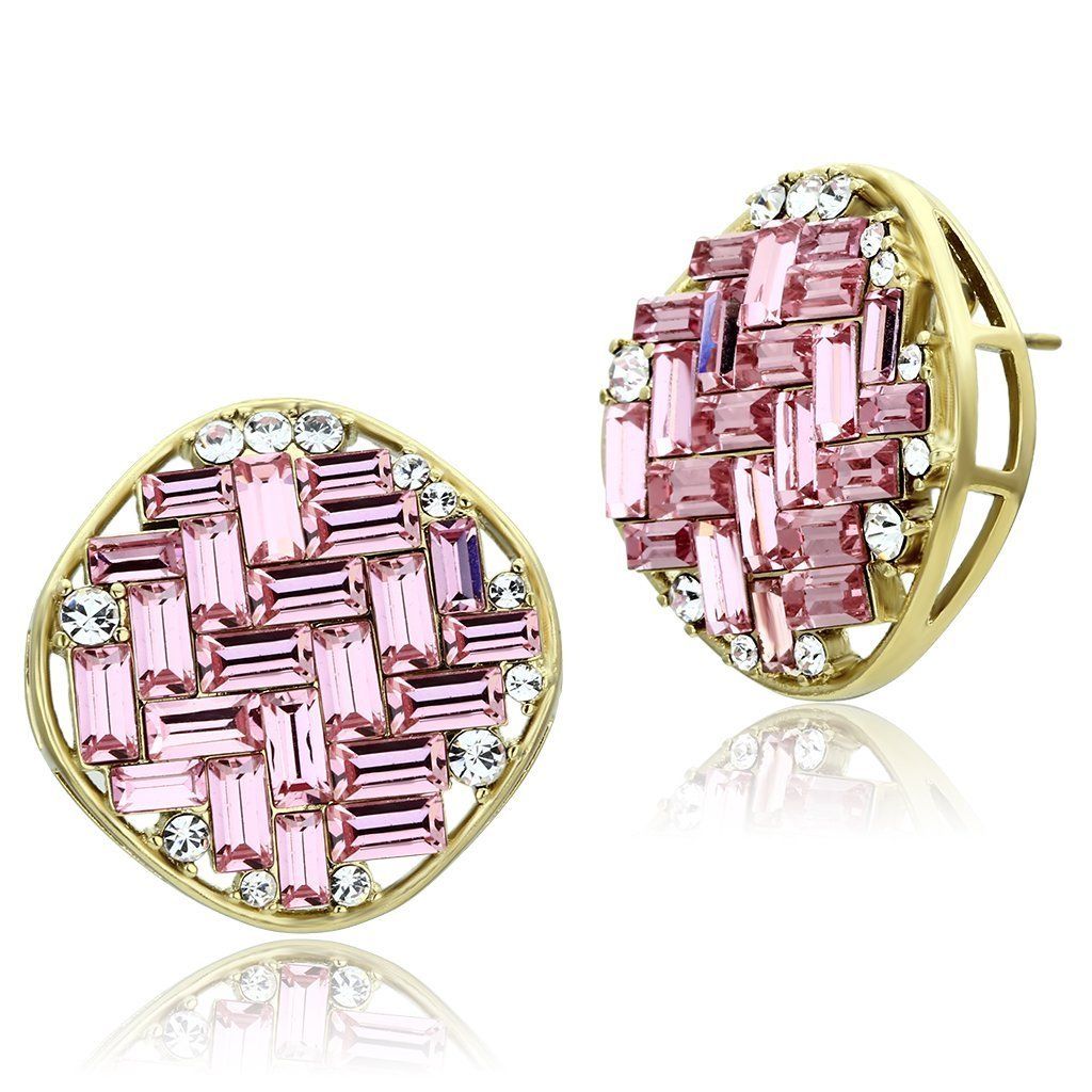 GL348 - IP Gold(Ion Plating) Brass Earrings with Top Grade Crystal in Rose