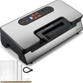 Vacuum Sealer Machine, 90Kpa 130W Powerful Dual Pump and Dual Sealing, Dry and Moist Food Storage, Automatic and Manual Air Sealing System with Built-in Cutter, with Seal Bag and External Hose