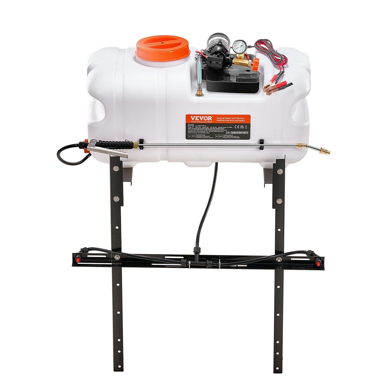 ATV Spot Sprayer, 15.9 Gal/60 L ATV/UTV Broadcast Sprayer with A Nozzle Boom, 12 V Pump Weed Sprayer with Water Tank, 1.9 GPM Flow Rate, Adjustable 0-72 PSI, 20FT Hose, White