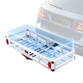 49.4 x 22.4 x 7.1 in Hitch Cargo Carrier, 500lbs Loading Capacity Trailer Hitch Mounted Cargo Basket, Rust-proof Aluminum Luggage Carrier Rack Fits 2" Hitch Receiver for SUV Truck Pickup Camping