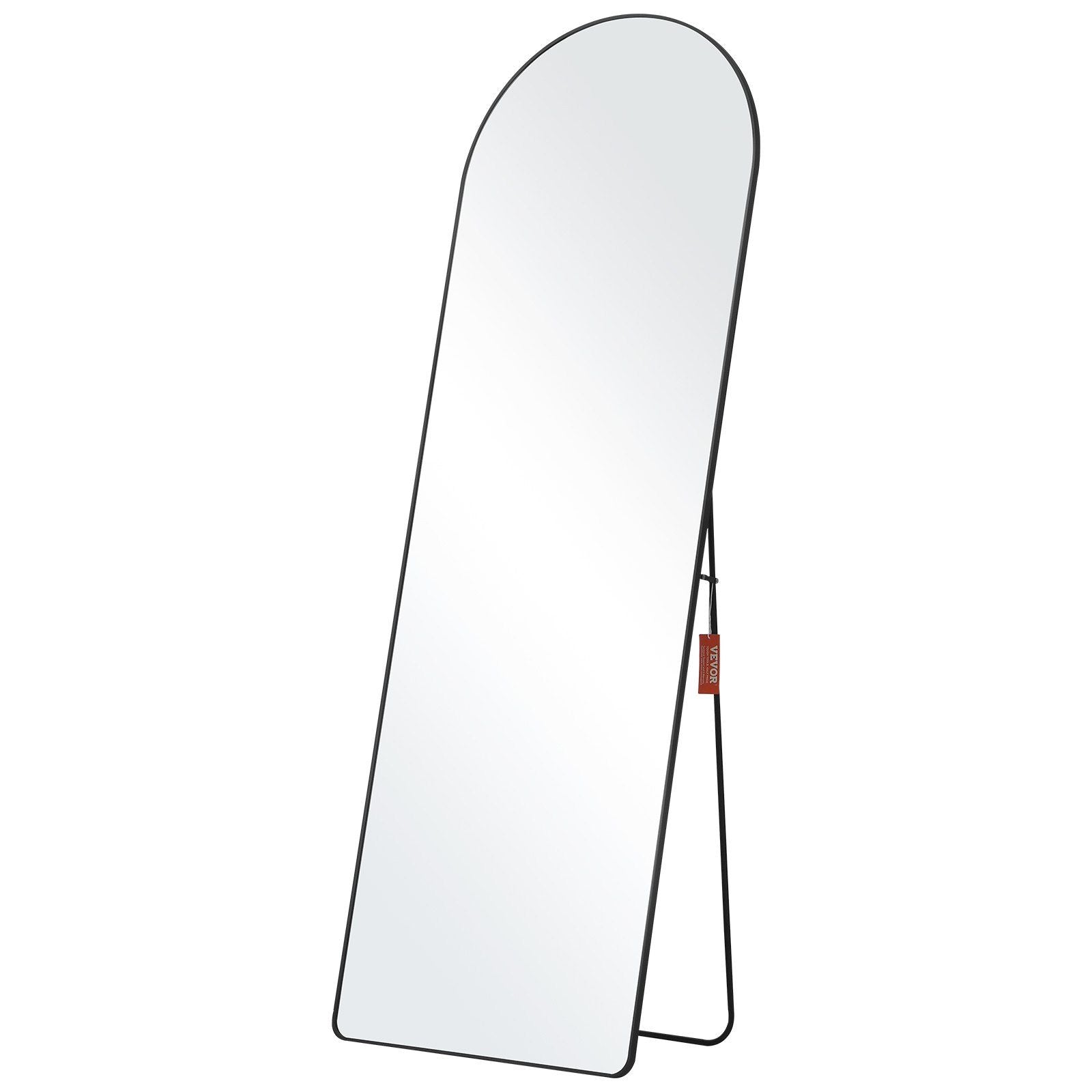 Arched Full Length Mirror, 65'' x 22'', Large Free Standing Leaning Hanging Wall Mounted Floor Mirror with Stand Aluminum Alloy Frame, Full Body Dressing Mirror for Living Room Bedroom, Black