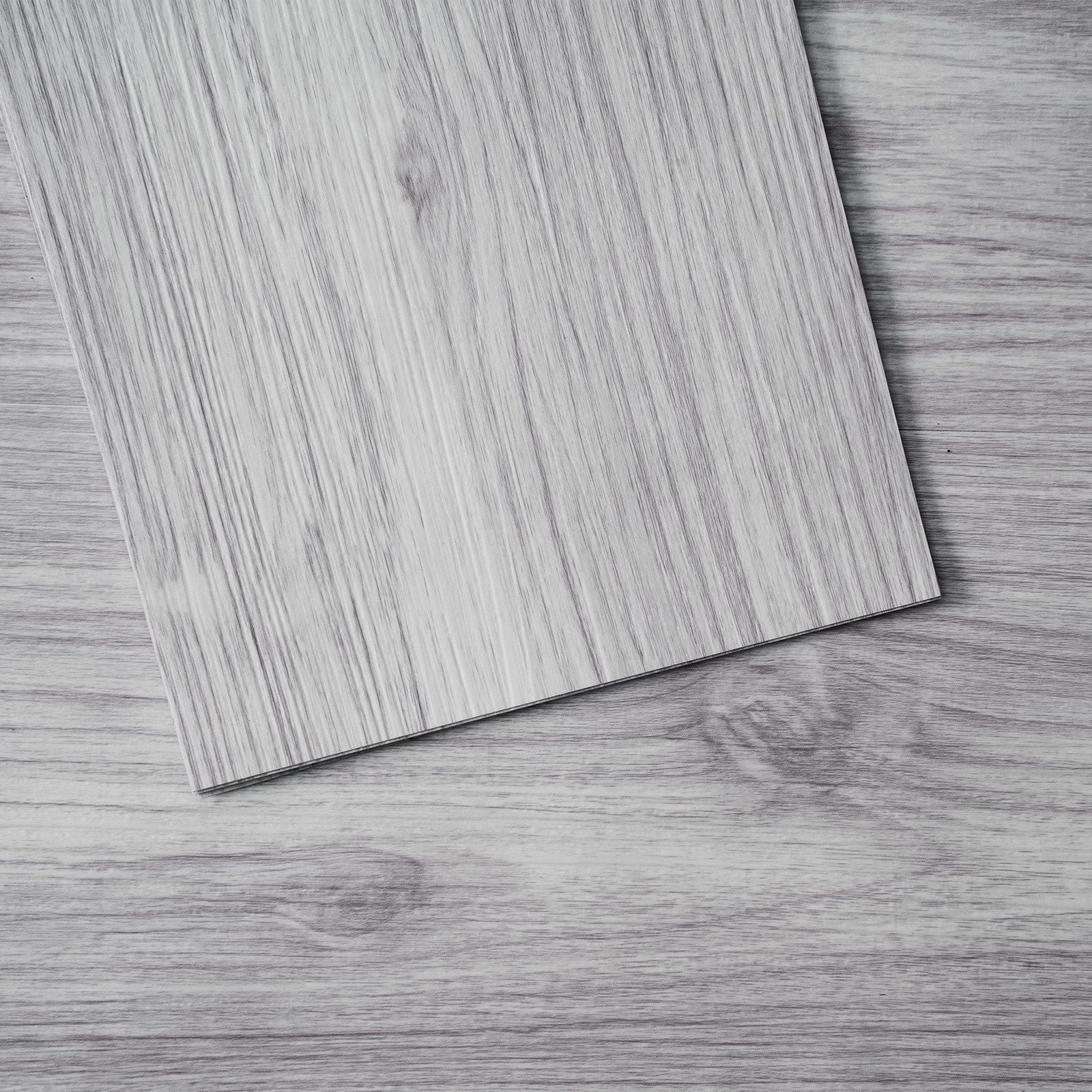 Self Adhesive Vinyl Floor Tiles 36 x 6 inch, 20 Tiles 0.62mm Thick Peel & Stick, Light Gray Wood Grain DIY Flooring for Kitchen, Dining Room, Bedrooms & Bathrooms, Easy for Home Decor
