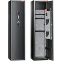 6 Rifles Gun Safe, Rifle Safe with Fingerprint & Digital Keypad Lock, Gun Storage Cabinet for Shotguns with Built-in Storage Locker, Removable Storage Shelf for Home Long Gun and Pistols