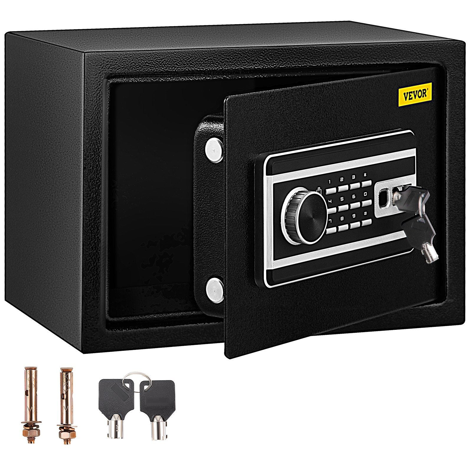 Safe Box, 0.8 CU.FT Fingerprint Safe Box for Money w/ 2 Keys & Digital Keypad, Q235 Steel Safe Box for Storing Cash, Jewelry, Pistols, Documents, Watches in Home & Office & Hotel