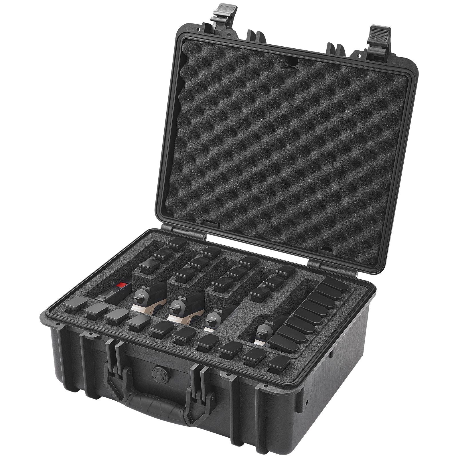 Hard Pistol Cases with Pre-cut PU Foam, Waterproof & Dustproof Hard Gun Case for 1 Pistol, 18.9×16.3×8.5 in Lockable Pistol Case, Black