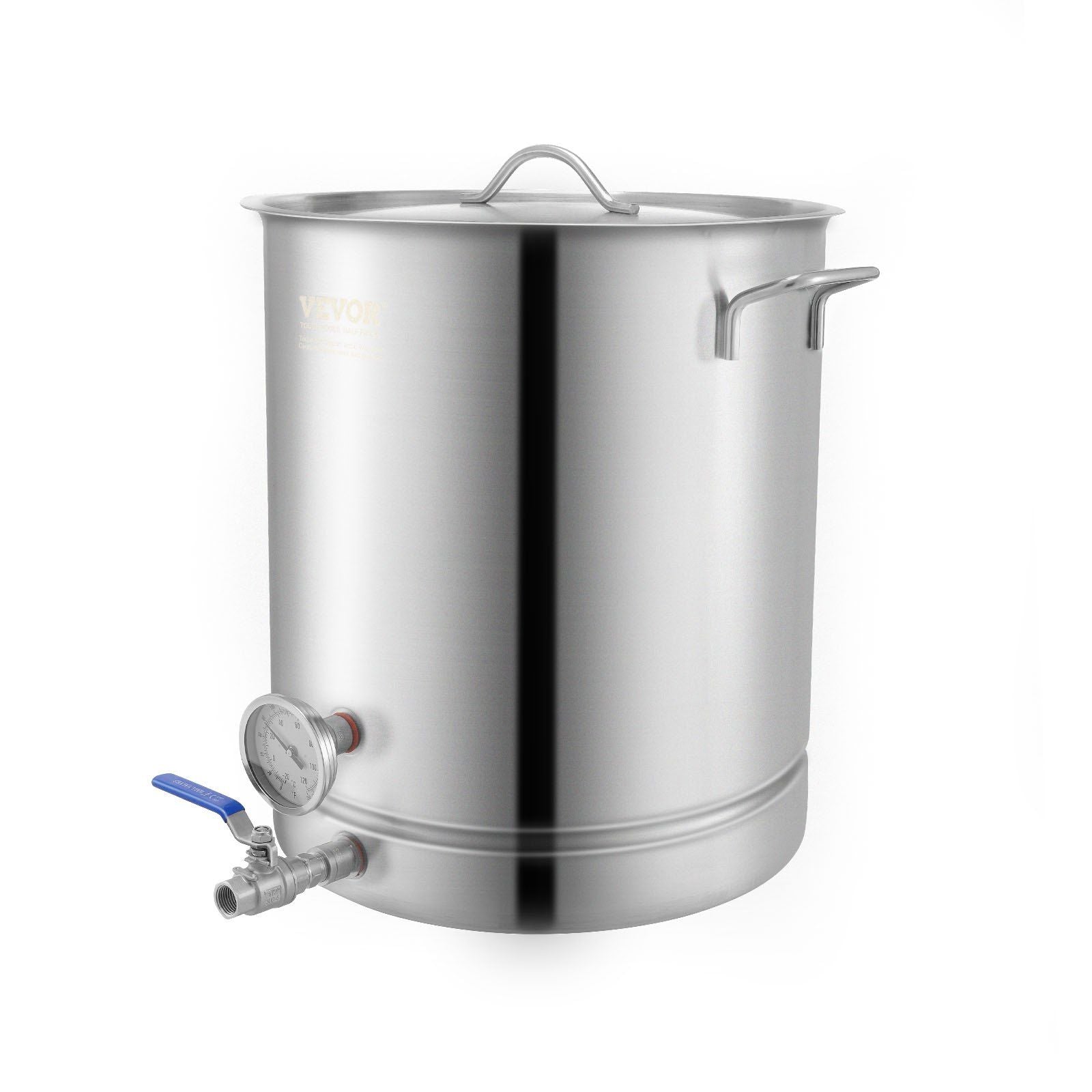 Stainless Steel Kettle, 16 GALLON Brewing Pot, Tri Ply Bottom for Beer, Brew Kettle Pot, Home Brewing Supplies Includes Lid, Handle, Thermometer, Ball Valve Spigot, Filter, Filter Tray