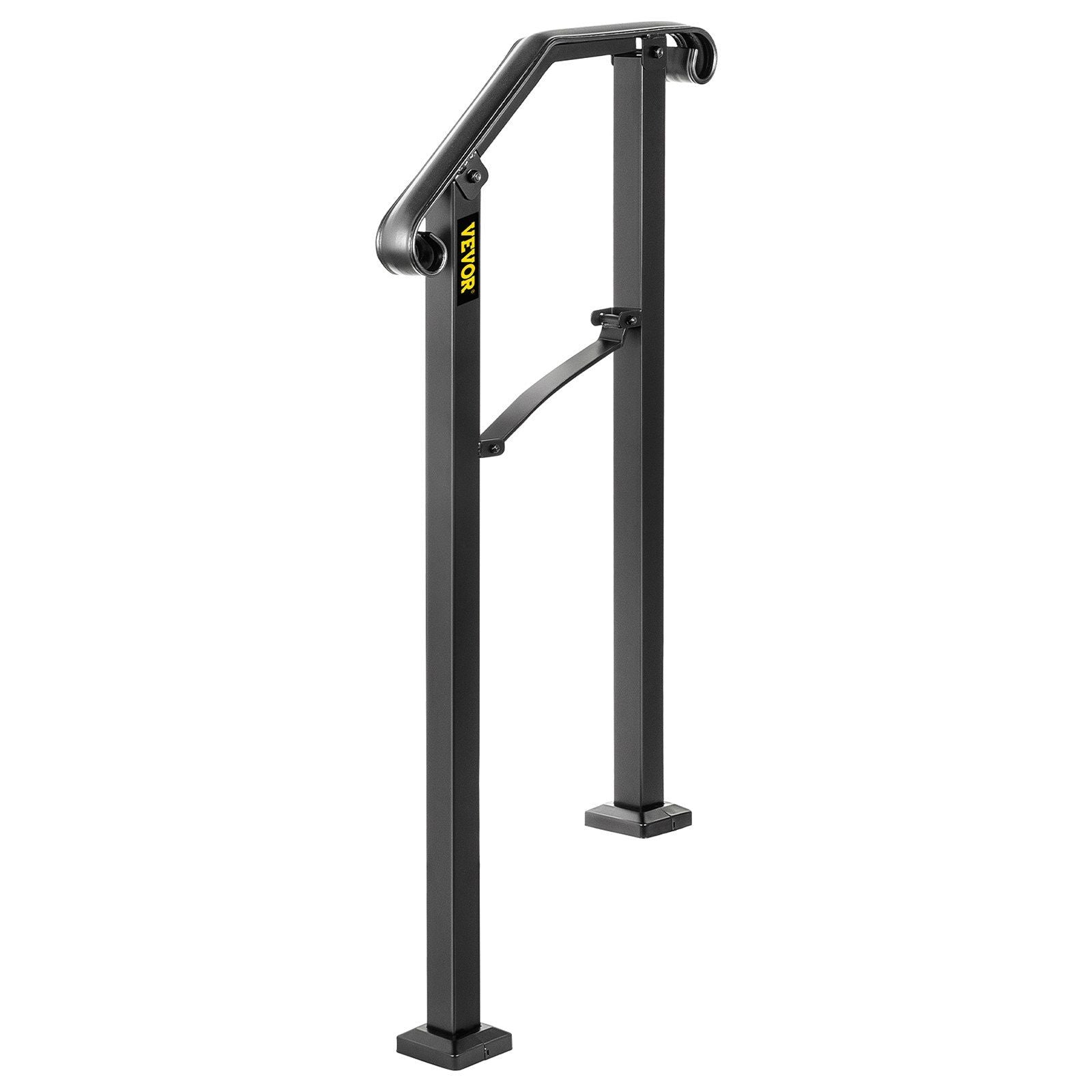Handrails for Outdoor Steps, Fit 1 or 2 Steps Outdoor Stair Railing, Arch#1 Wrought Iron Handrail, Flexible Porch Railing, Black Transitional Handrails for Concrete Steps or Wooden Stairs