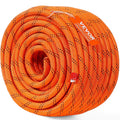 Double Braided Polyester Rope, 1/2 in x 120 ft, 48 Strands, 8000 LBS Breaking Strength Outdoor Climbing Rope, Arborist Rigging Rope for Rock Hiking Camping Swing Rappelling Rescue, Orange/Black