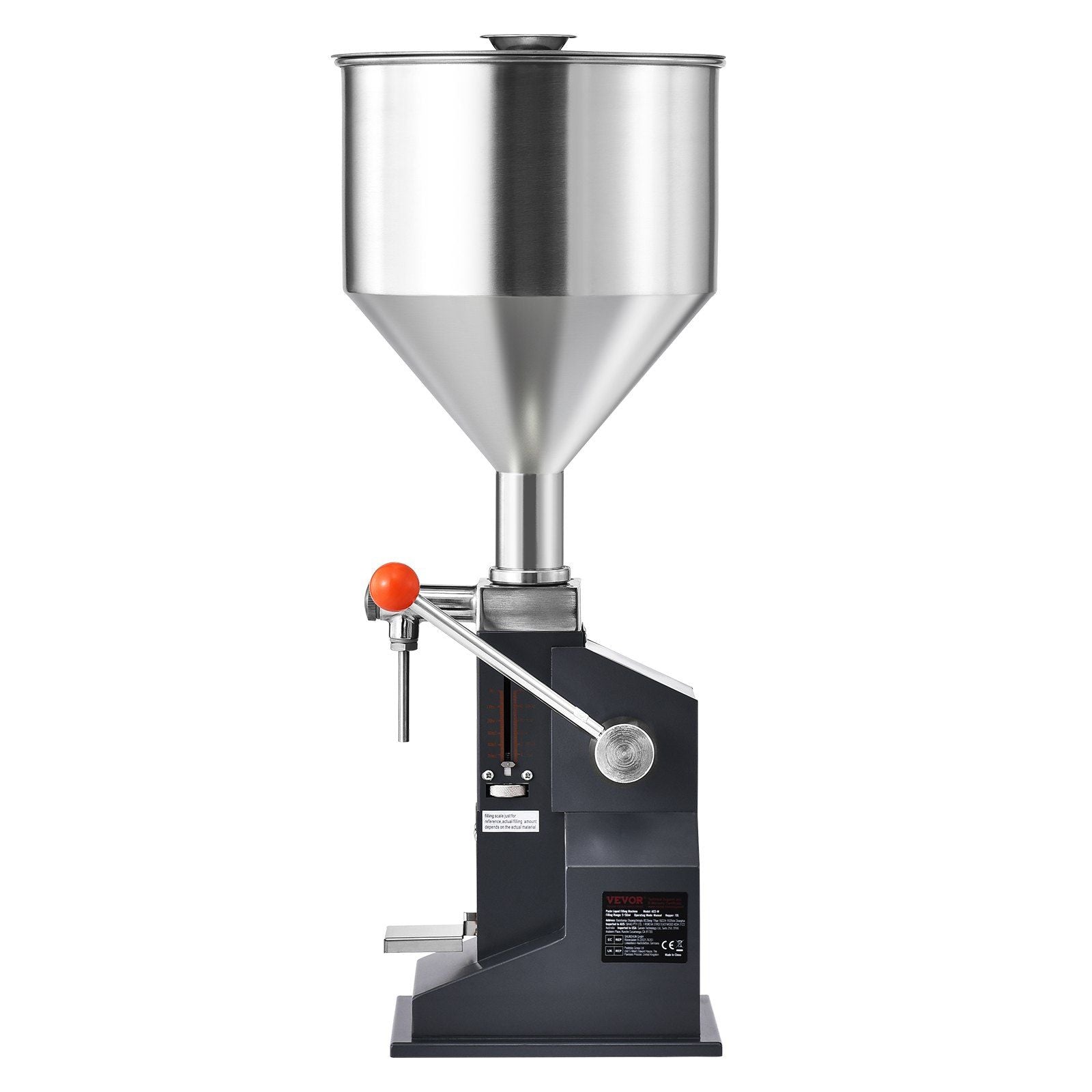 Manual Paste Liquid Filling Machine, 5-100ml Bottle Filler, Adjustable Bottle Filling Machine, Stainless Steel Liquid Filler with Hopper for Milk Water Juice Essential Oil Shampoo Cosmetic Honey