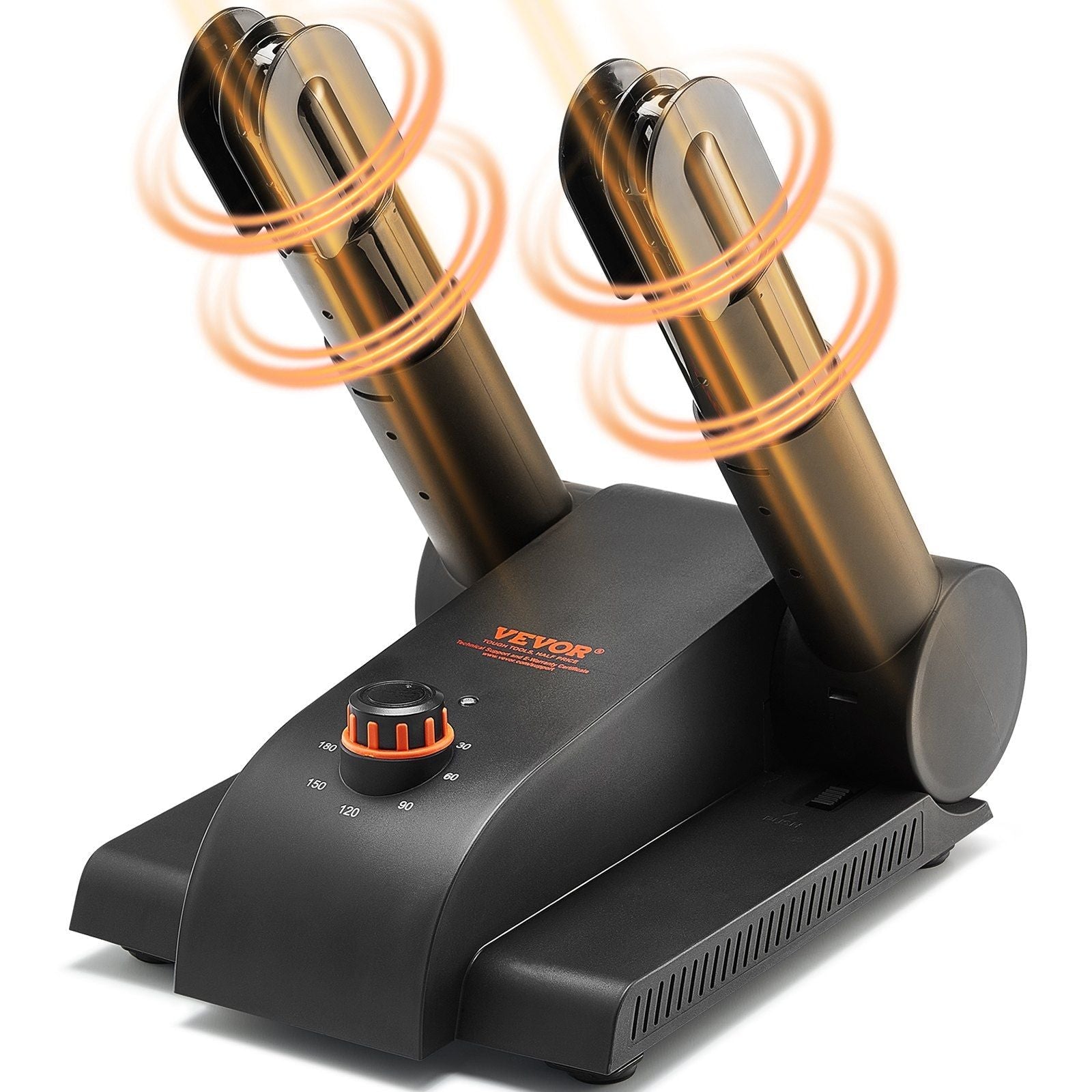 180° Foldable 2-Tube Shoe Dryer Boot Dryer with Heat Blower Black & Orange,Ultra Silent, Quick Drying for Work Boots, Ski Boots, Sneakers, Gloves, Hats, Helmets
