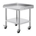 Stainless Steel Work Table, 24 x 28 x 30 Inch Commercial Food Prep Worktable with 4 Wheels, Casters, 3-Sided Backsplash Heavy Duty Prep Worktable, Metal Work Table for Restaurant Home Hotel