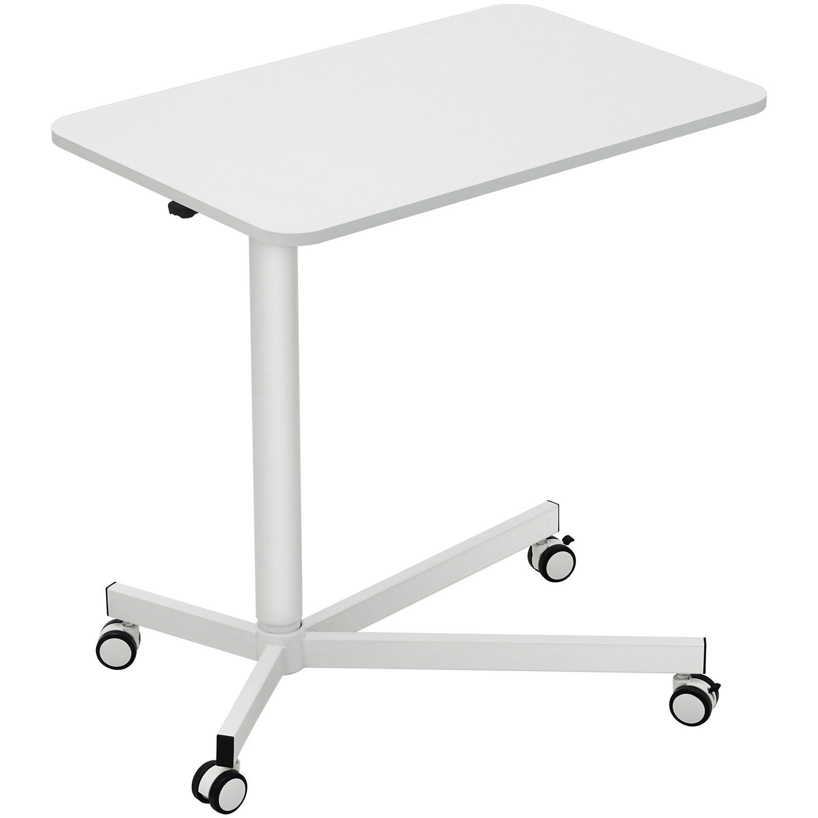 Mobile Standing Desk, 28.5"-44.2" Gas-Spring Height Adjustable Sit-Stand Desk, 360° Swivel Wheels (2 Lockable) Portable Rolling Laptop Table Computer Cart for Home Office School, 44LBS Loading