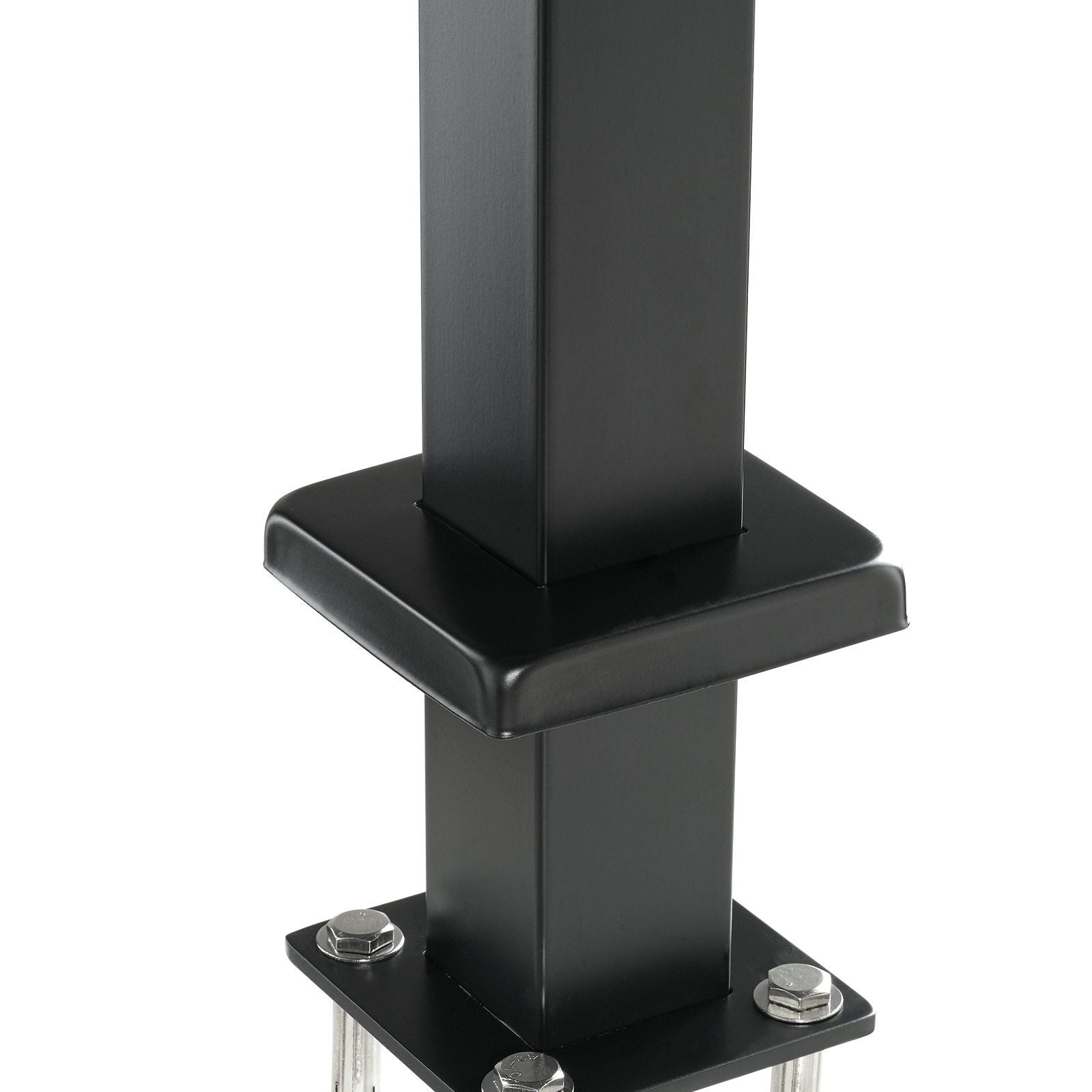 Cable Railing Post, 36" x 2" x 2" Steel Level Deck Railing Post Without Holes, SUS304 Stainless Steel Cable Rail Post, Stair Handrail Post with Horizontal and Curved Bracket, 1-Pack, Black