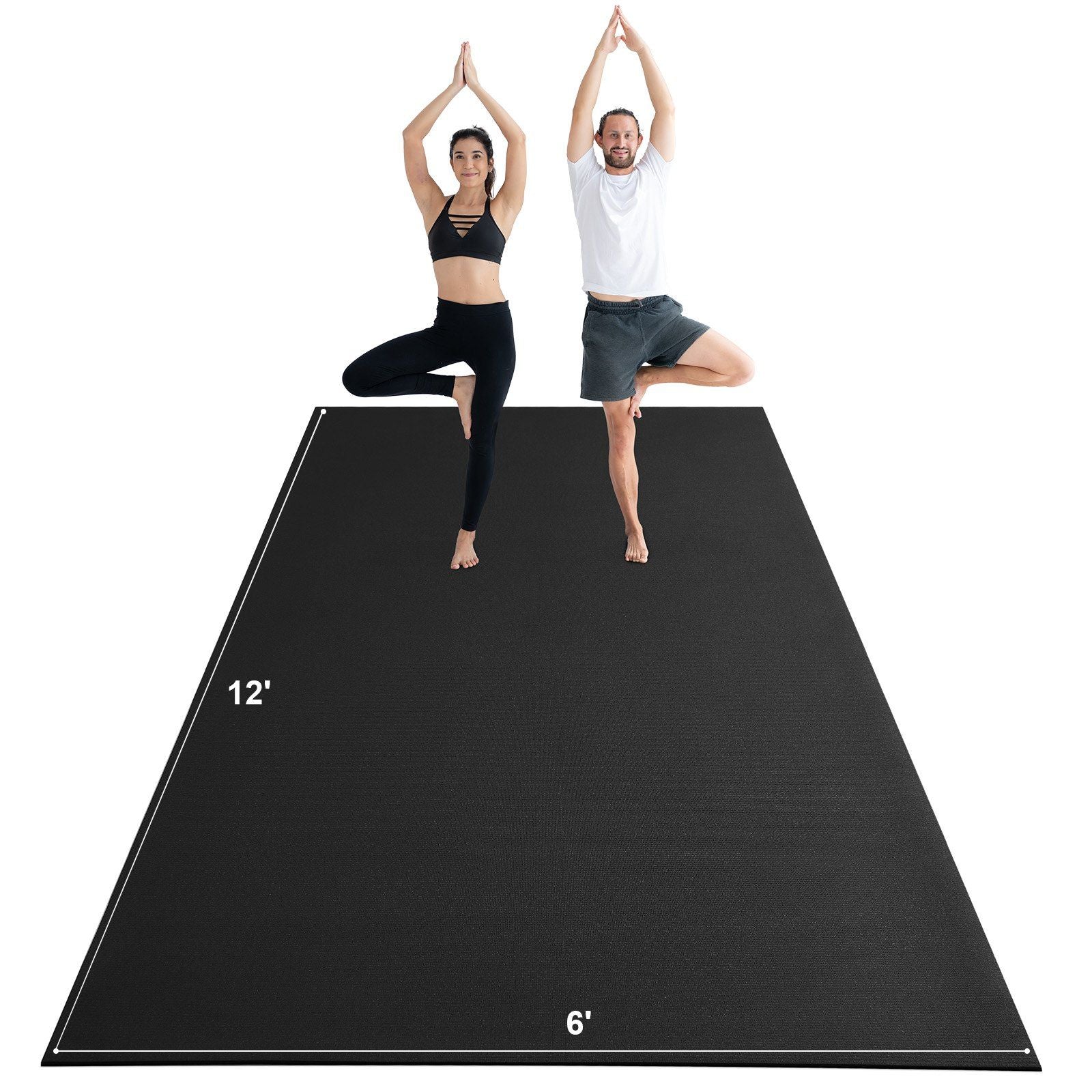 Exercise Mat, Non Slip High Density Premium Yoga Mat, Exercise Yoga Mat for Men Women, Fitness & Exercise Mat with Bag & Carry Strap, for All Types of Home Yoga, Pilate & Floor Workout (12x6ft)