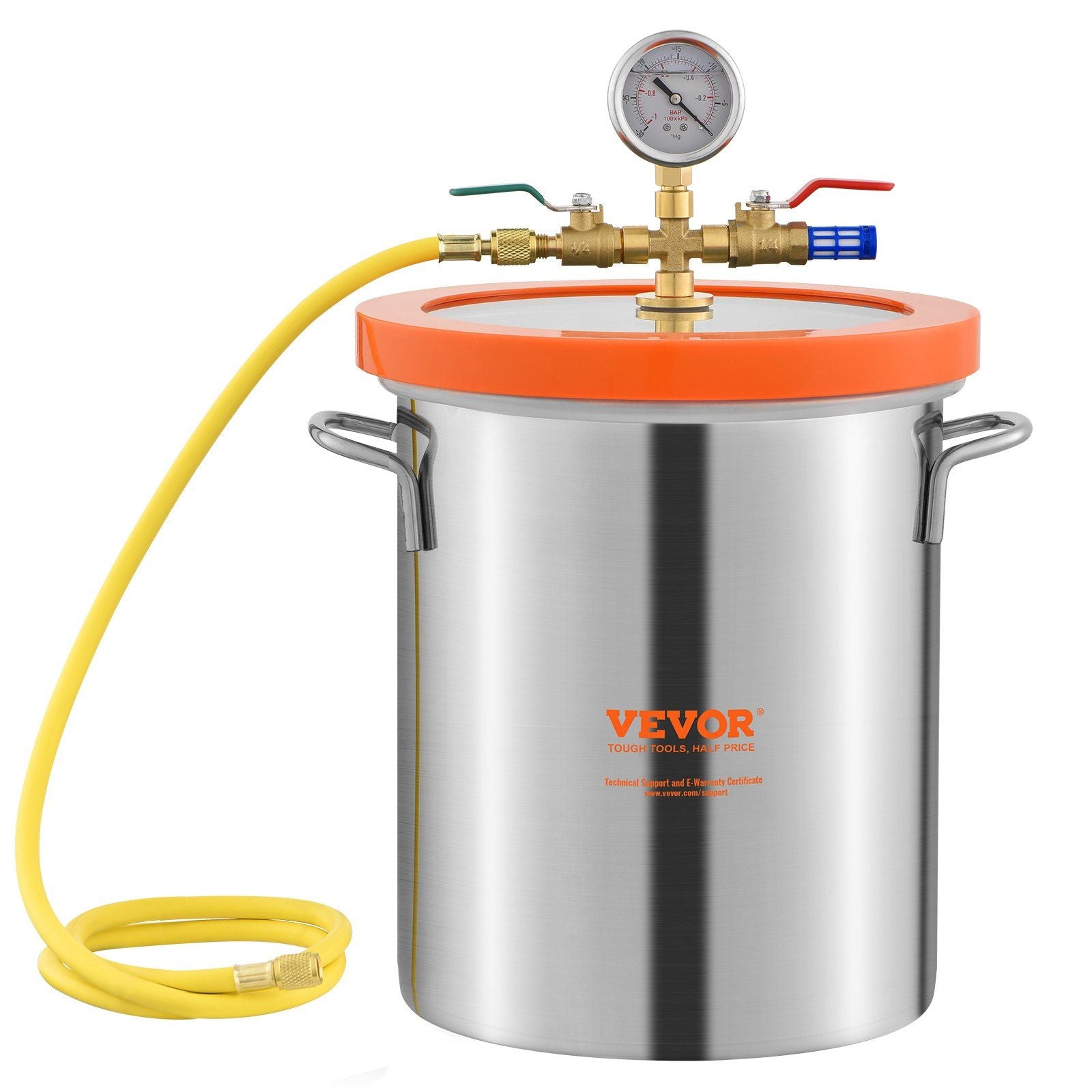 3 Gallon Vacuum Chamber, Upgraded Tempered Glass Lid Vacuum Degassing Chamber, 304 Stainless Steel Chamber, for Stabilizing Wood, Resin Degassing, Silicone Degassing and Plaster Degassing