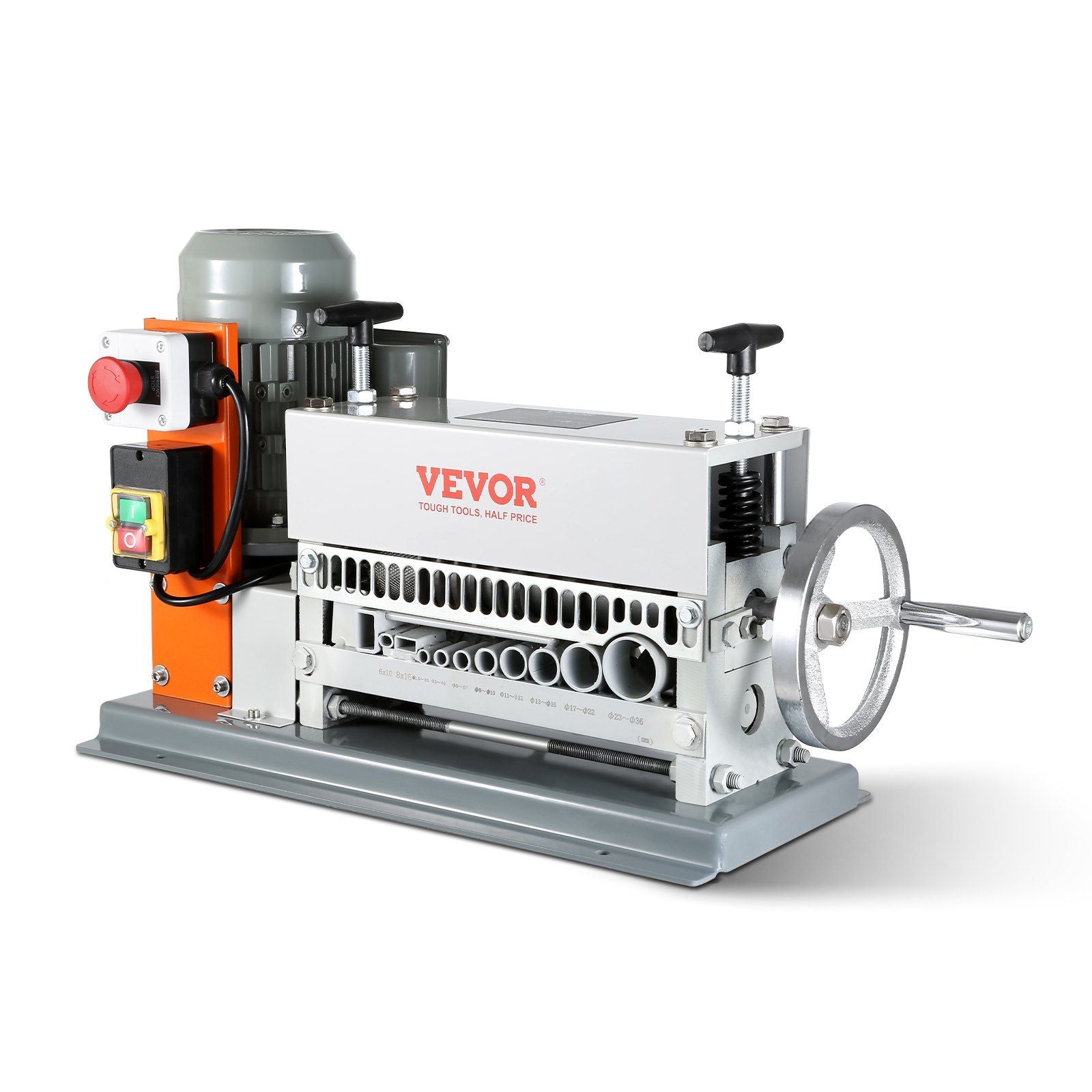 Automatic Wire Stripping Machine, 0.06''-1.42'' Electric Motorized Cable Stripper, 370 W, 88 ft/min Wire Peeler with An Extra Manual Crank, 11 Channels for Scrap Copper Recycling