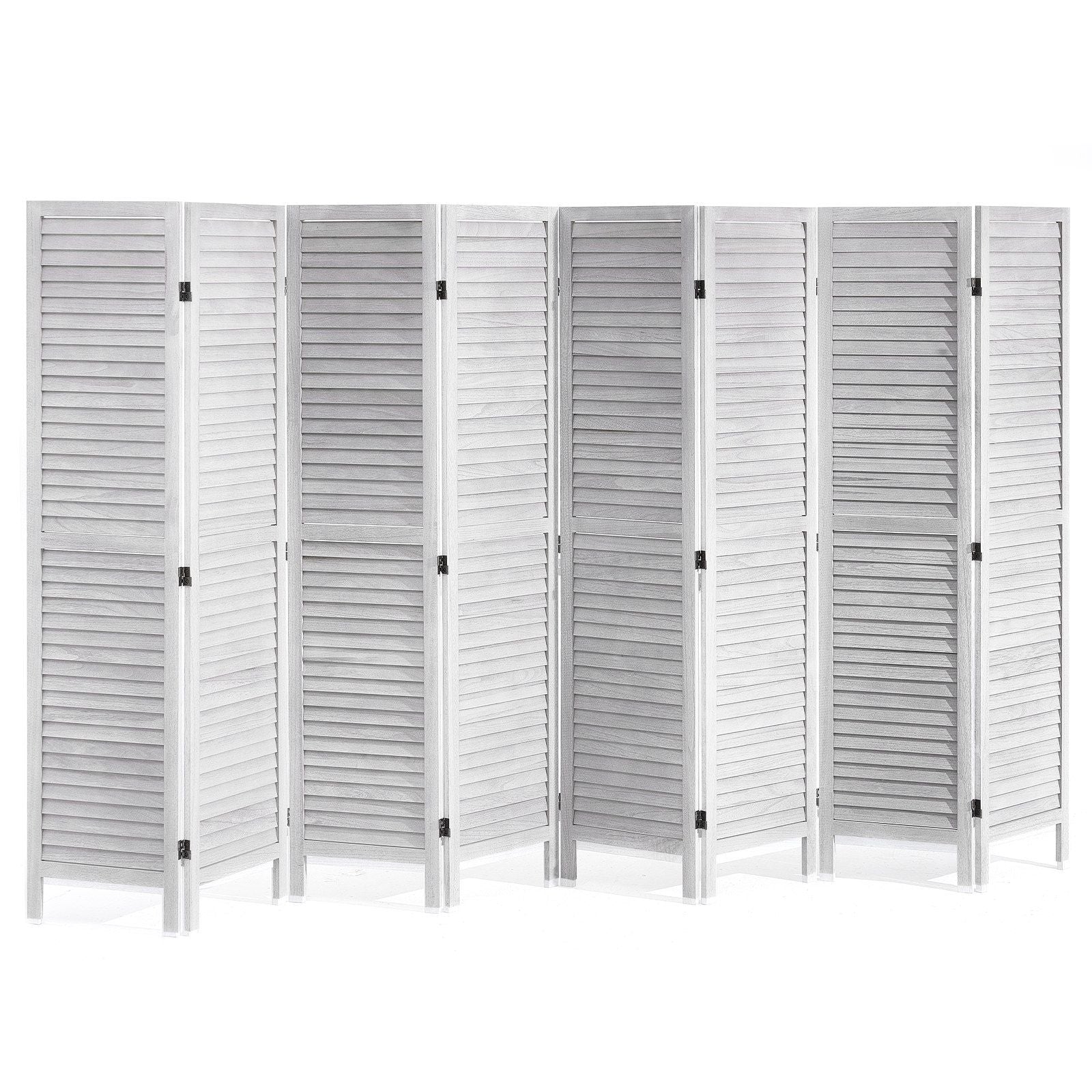 Wood Room Divider, 8 Panel Wood Folding Privacy Screen, 66.9 Inches Tall Indoor Louvered Wooden Partition, Portable Decoration Screen, for Room Separation, Home, Office, Restaurant & Bedroom