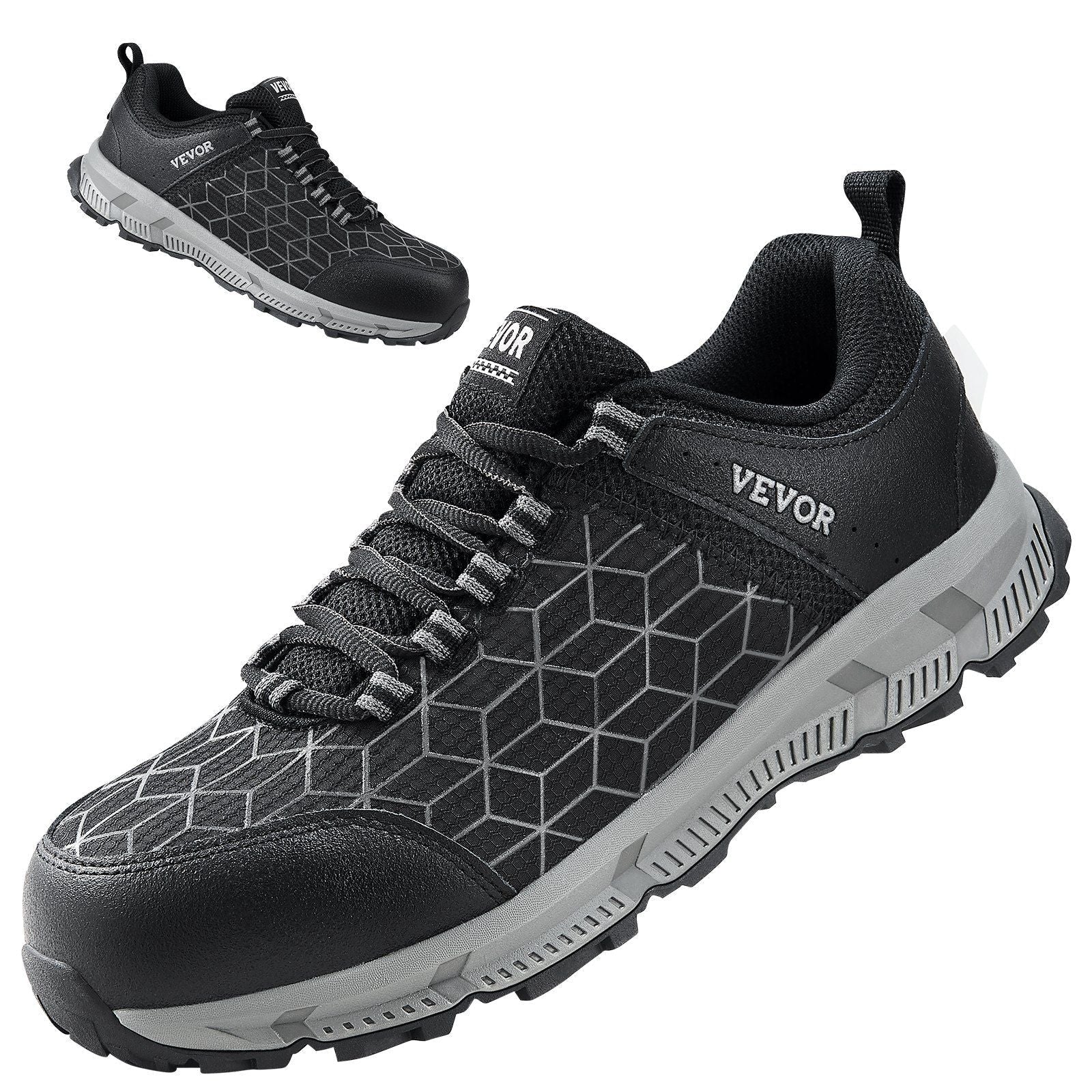 Steel Toe Shoes for Men US Size 8 Athletic Work Shoe Sneakers Black