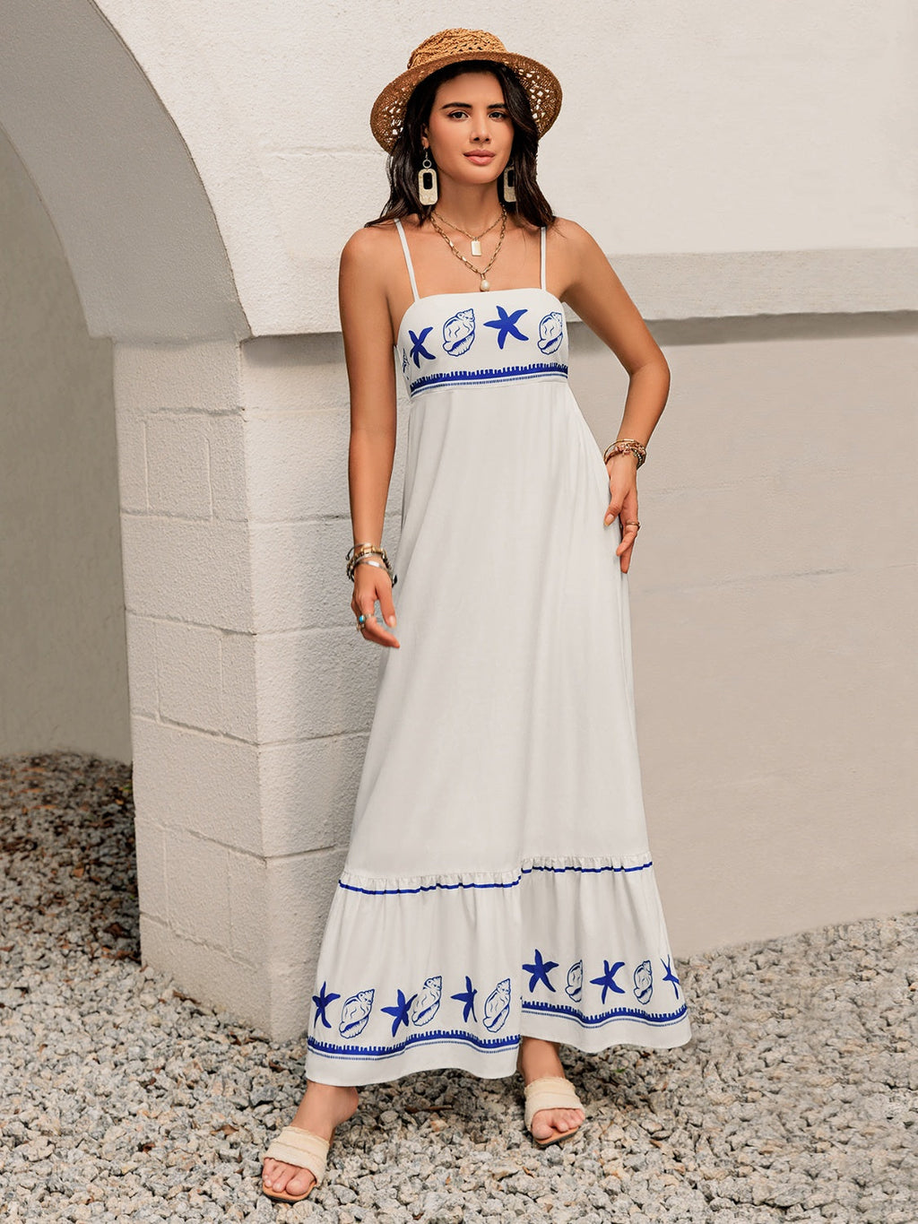 Printed Square Neck Maxi Cami Dress