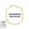 RMZ GOLD NYC 18k Gold 2 Tone Rhodium Filled High Polish Finish with Sterling Silver Popcorn Bracelet