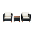 3 Pieces Outdoor Patio Rattan Furniture Set with Coffee Table-White