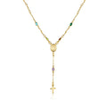 Unisex 14K Gold Multicolor Virgin Mary Necklace - Made In Brazil