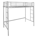 Twin Loft Bed Frame with 2 Ladders Full-length Guardrail -Silver