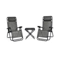 3 Pieces Folding Portable Zero Gravity Reclining Lounge Chairs Table Set-Gray