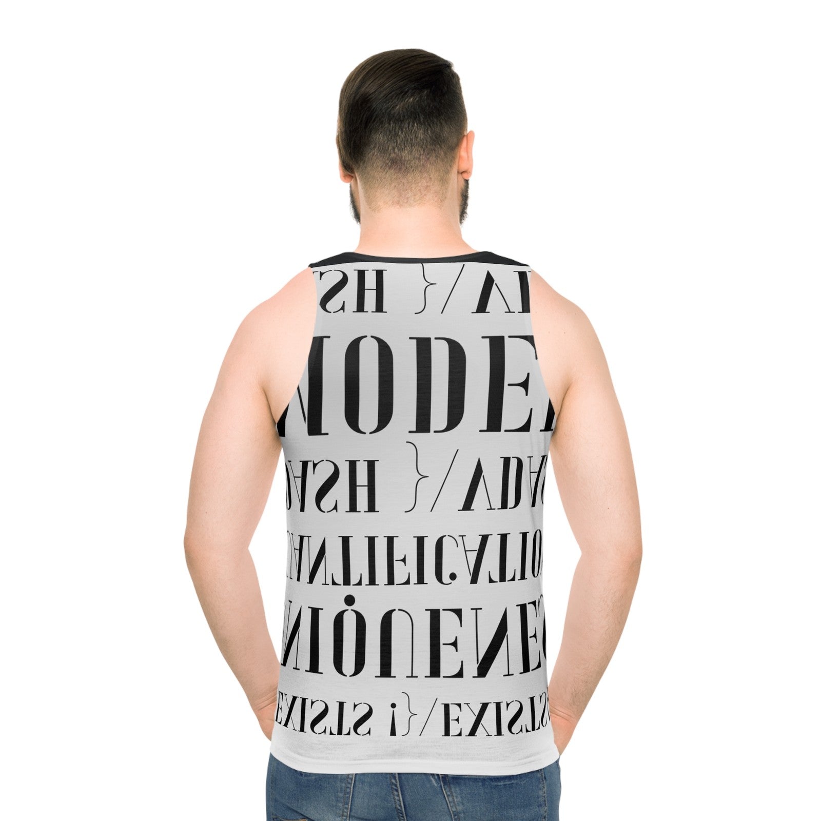 Genre Asthetic ⊢ ∃! ⊨ Text Tank Top | Minimal Graphic Athletic